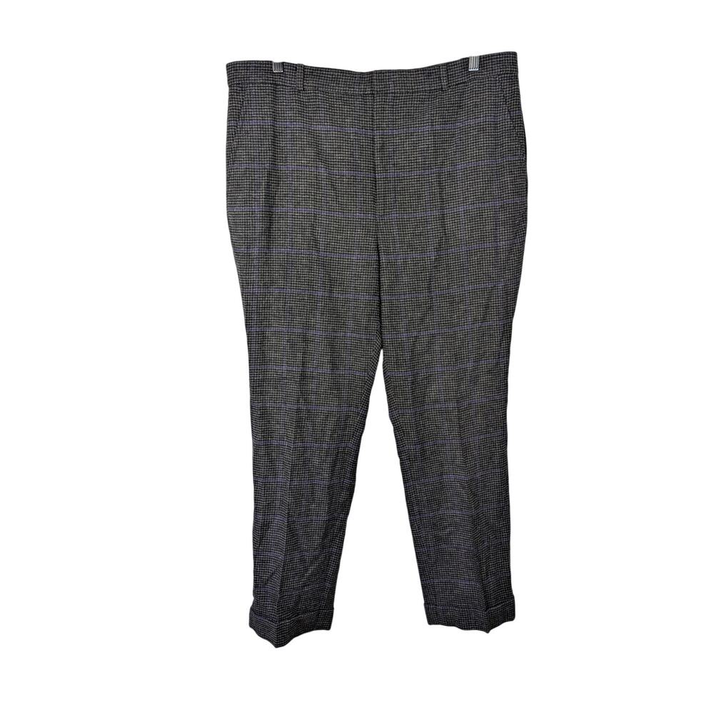 Lauren Ralph Lauren Wool Blend Window Pane Pattern High Rise Pant